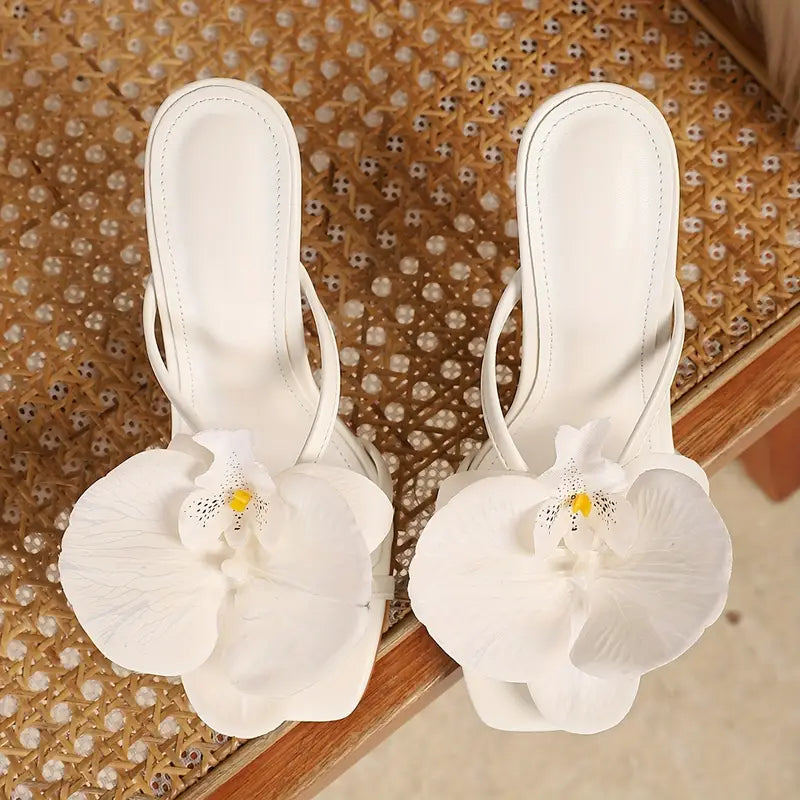 Sandales hautes à bouton de fleurs femme