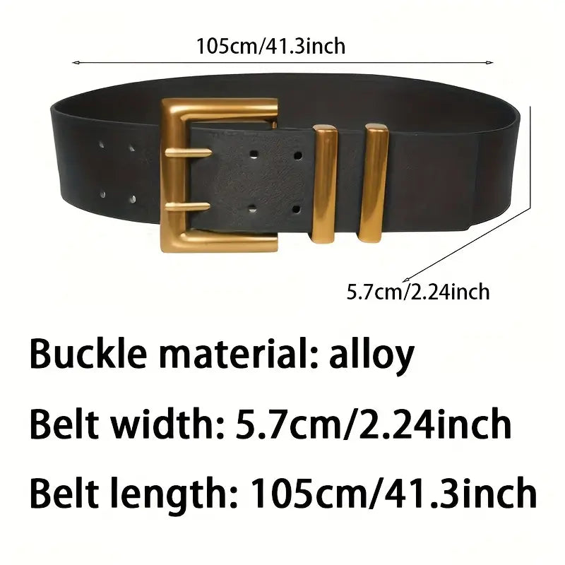 Ceinture large à boucle dorée femme
