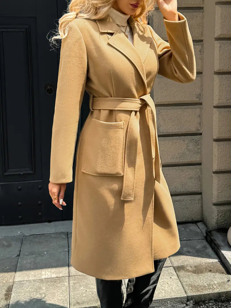 Manteau élégant long structuré femme