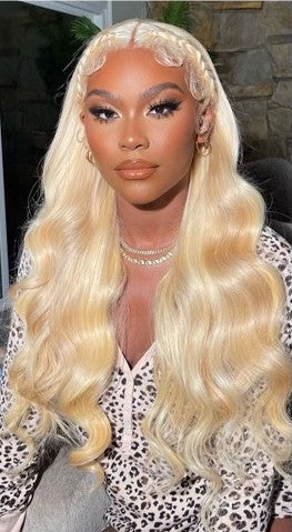 Perruque blonde ondulée 100% cheveux humains