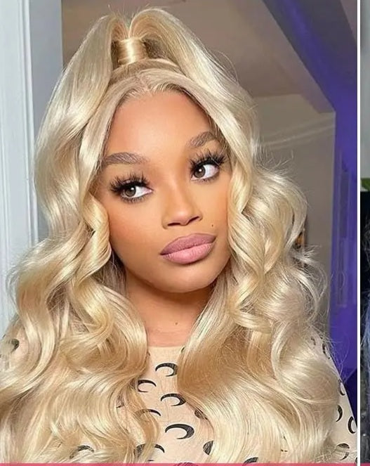 Perruque blonde ondulée 100% cheveux humains