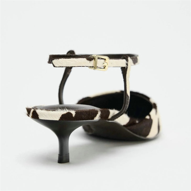 Escarpins coutures en cuir véritable de vache pour femme