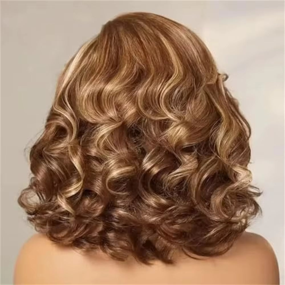 Perruque naturelle blonde miel avec fente de côté