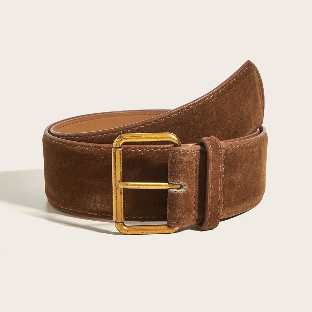 Brown faux suede belt