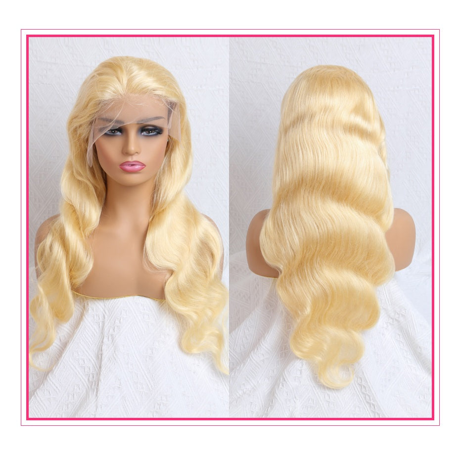 Perruque blonde ondulée 100% cheveux humains