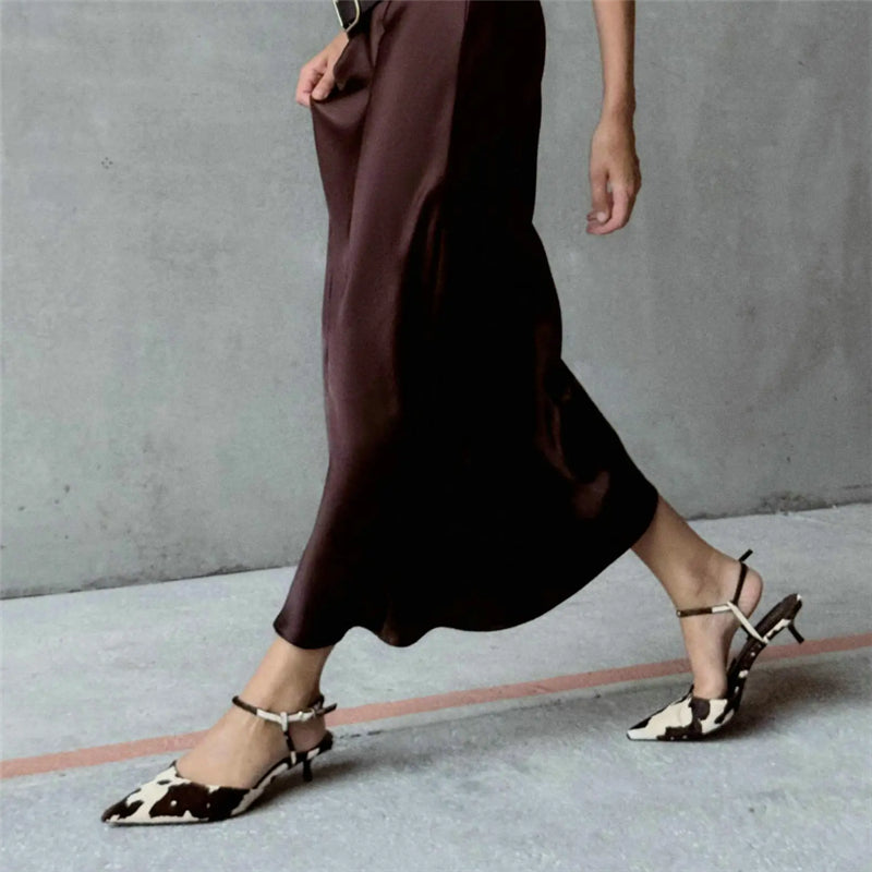Escarpins coutures en cuir véritable de vache pour femme