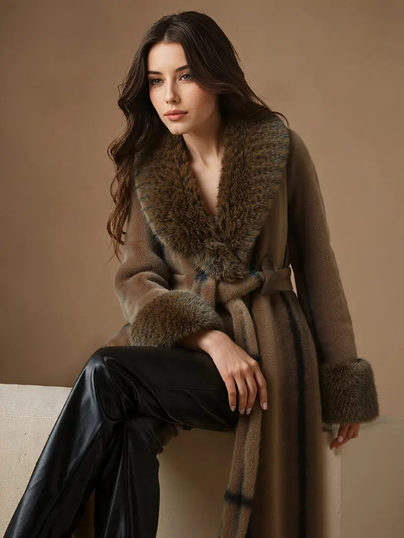 Manteau de fourrure brun femme