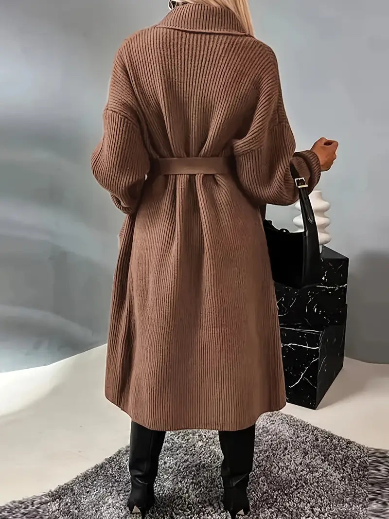Cardigan long ceinturé à la taille pour femme