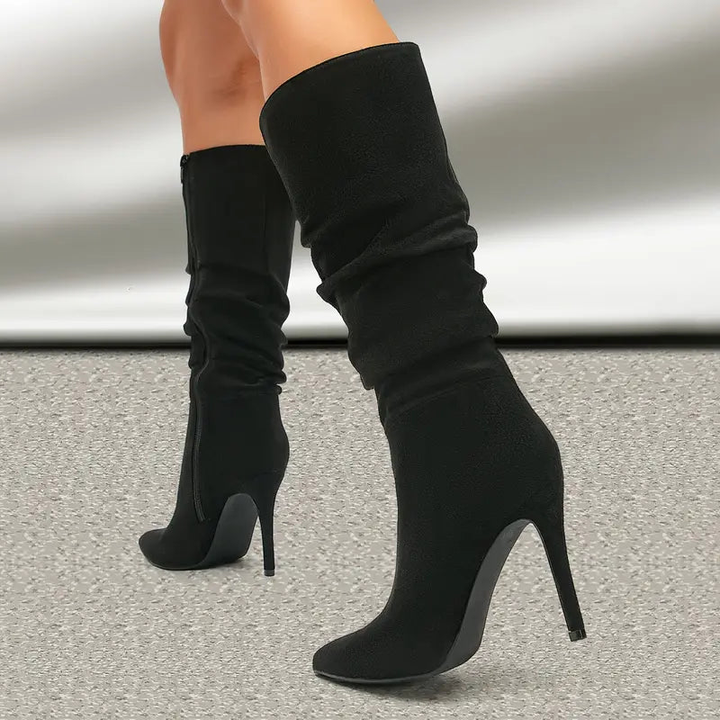 Bottes élégantes en faux daim pour femme