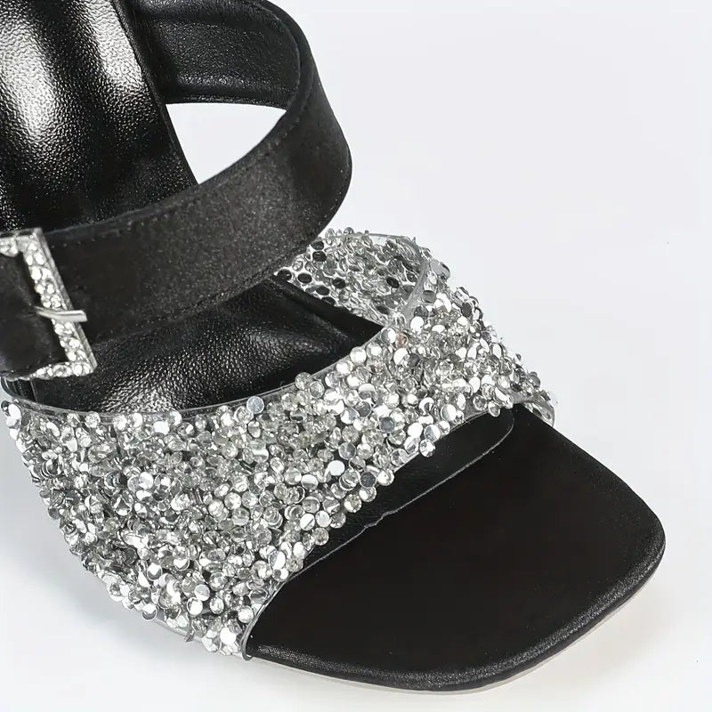 Sandales à talons aiguilles avec sequins