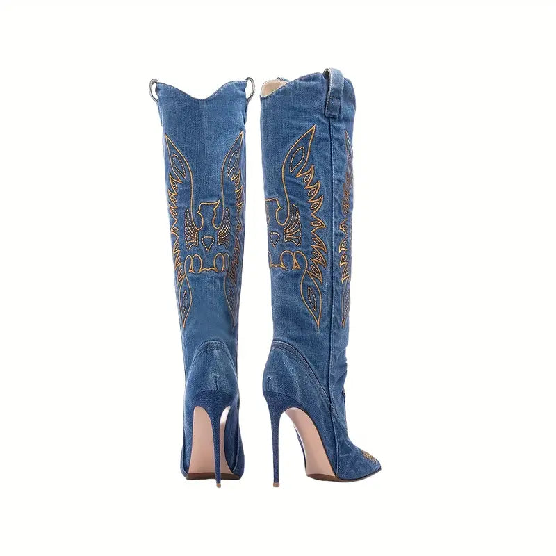 Bottes en denim à talons aiguilles Femmes