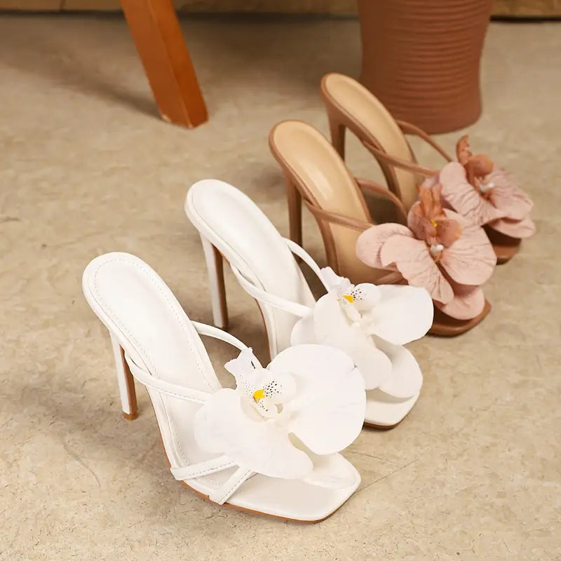 Sandales hautes à bouton de fleurs femme