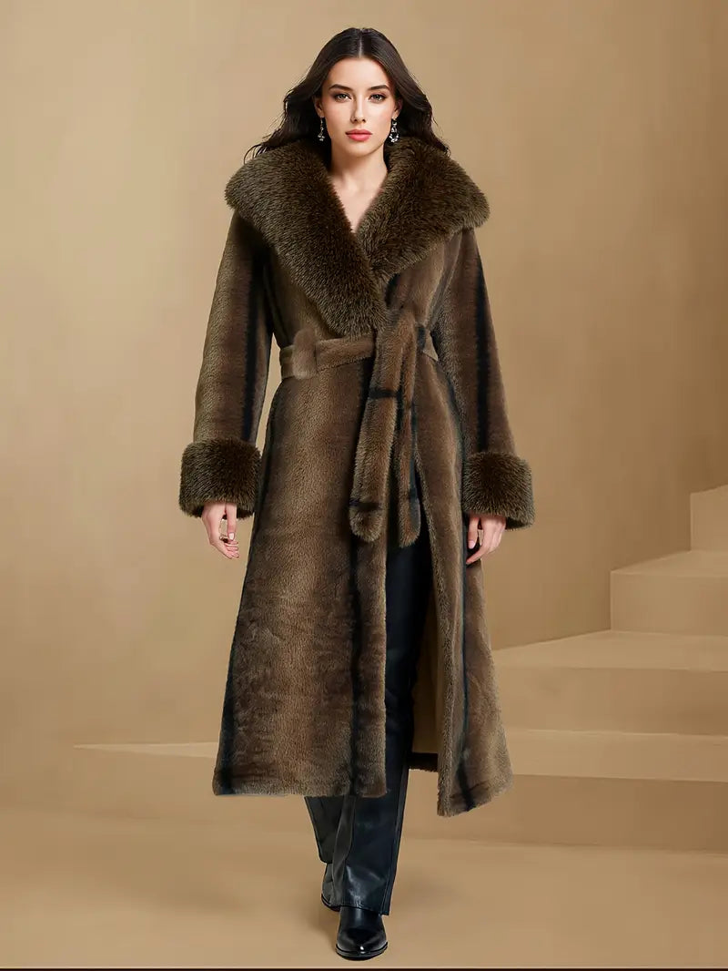 Manteau de fourrure brun femme
