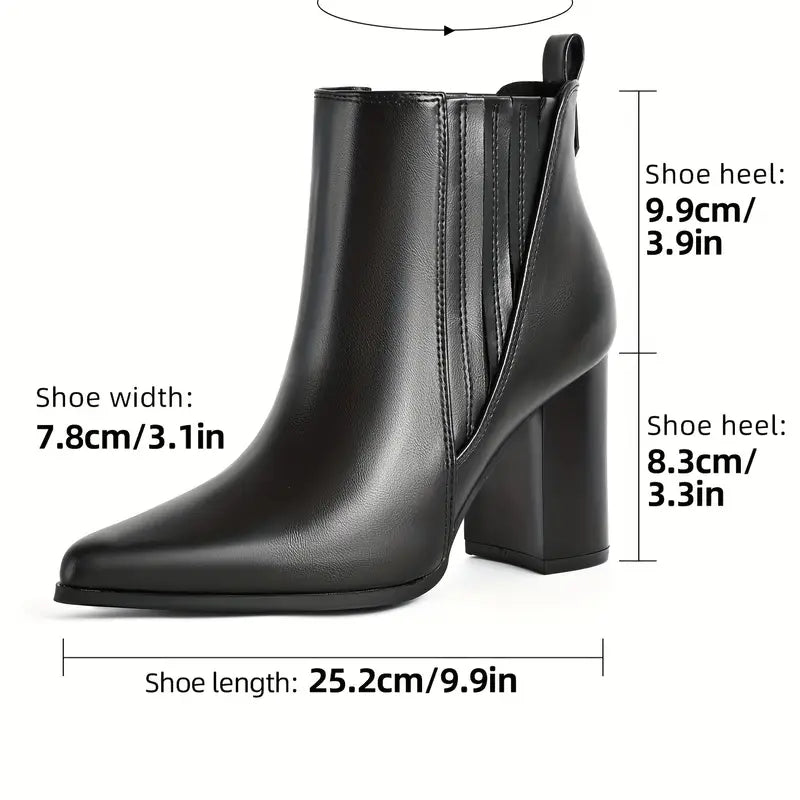 Bottine talon carré bout pointu pour femme