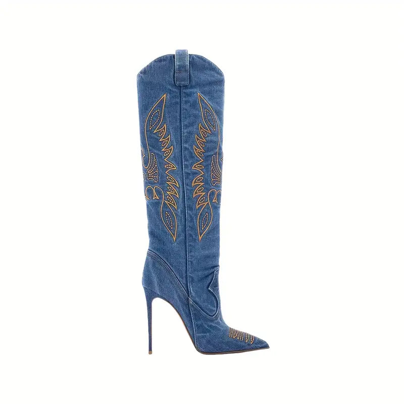 Bottes en denim à talons aiguilles Femmes