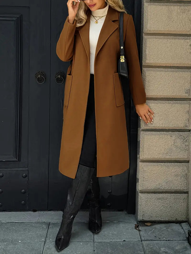 Manteau élégant long structuré femme