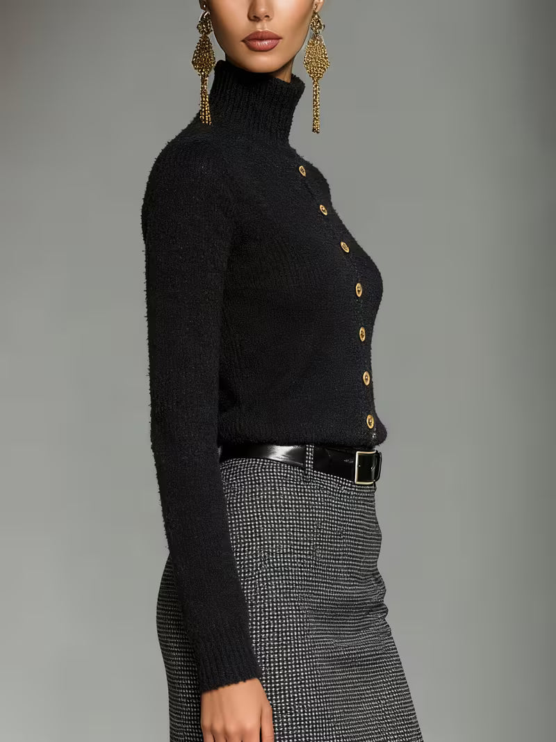 Pullover noir col montant