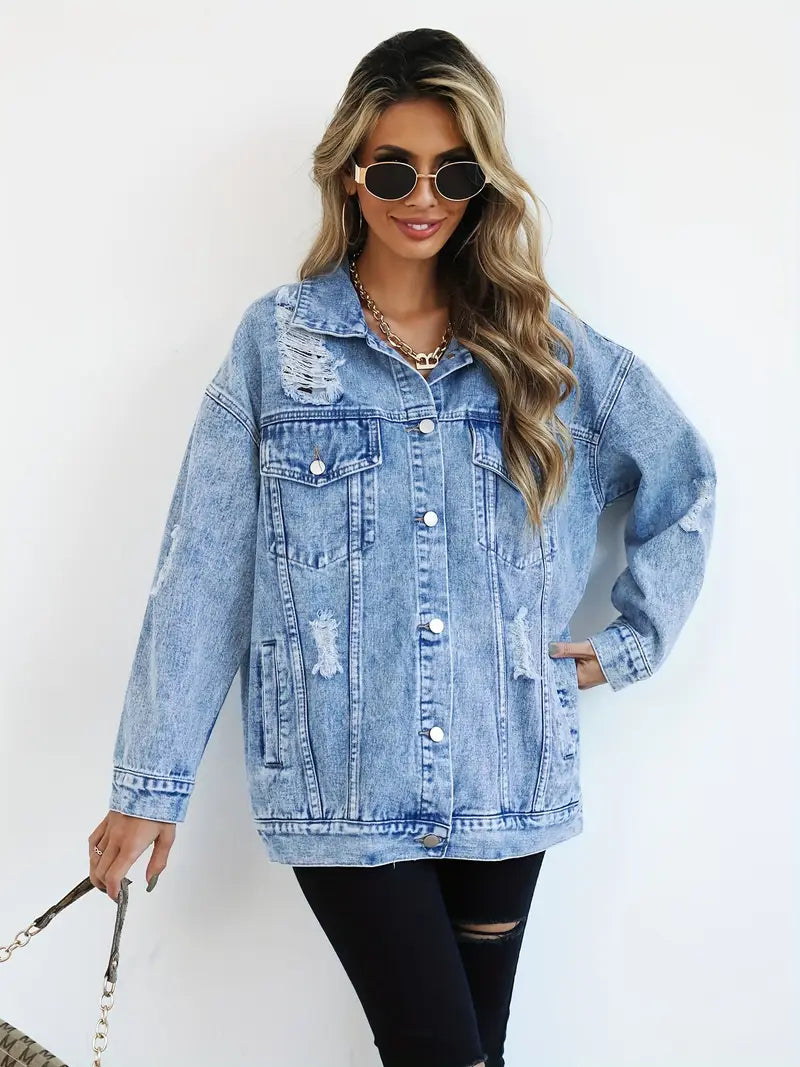 Veste en jean délavé femme