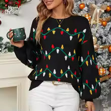 Pull de noël motif Guirlande Lumineuse