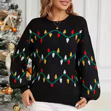 Pull de noël motif Guirlande Lumineuse