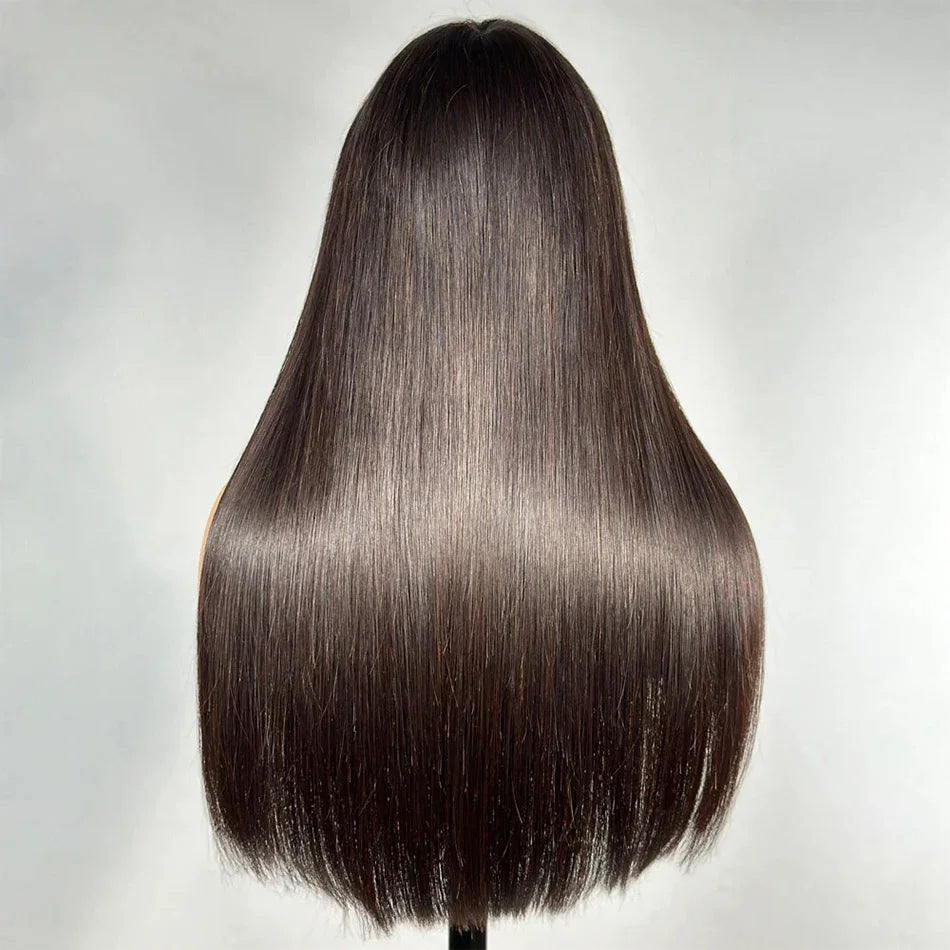 Perruque lisse brésilienne avec frange 100% cheveux humains