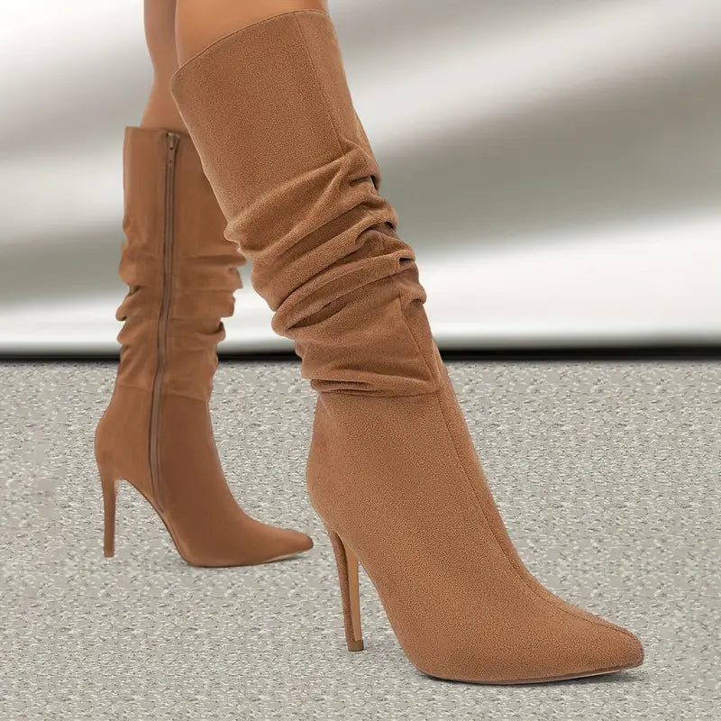 Bottes élégantes en faux daim pour femme