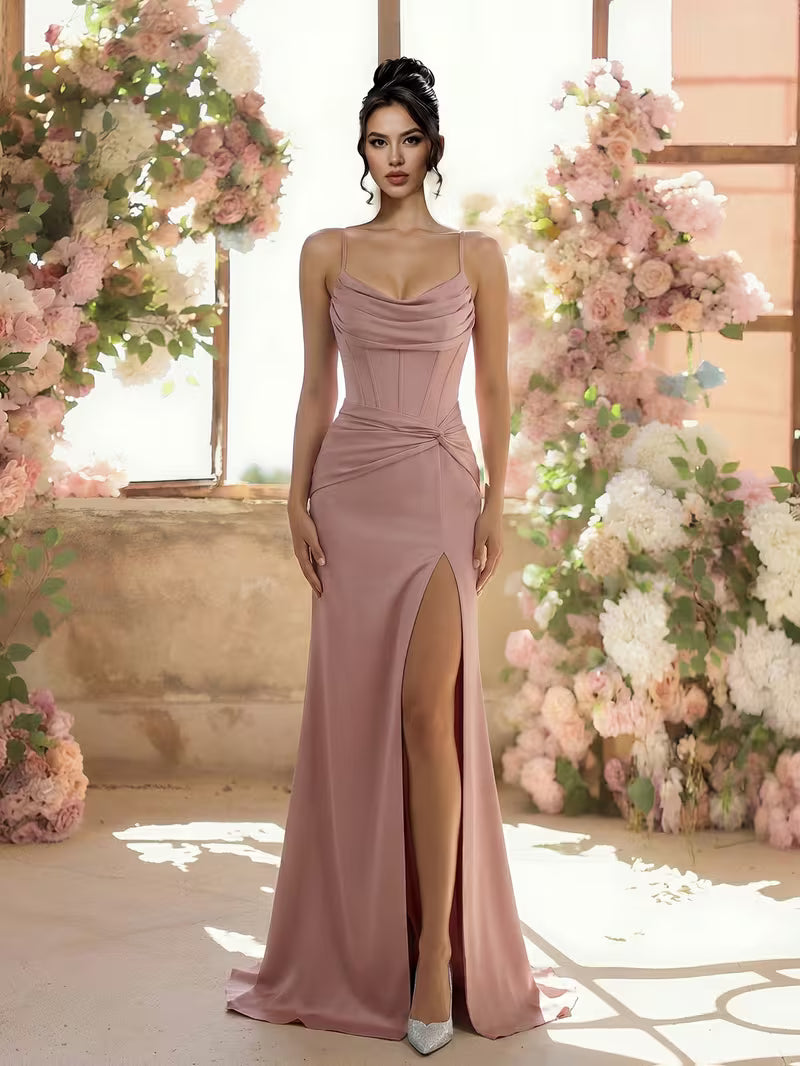 Robes de soirée élégante manches bretelles