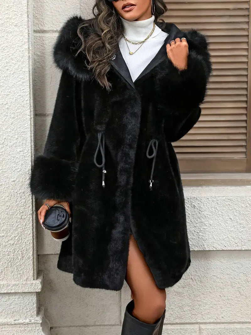 Manteau en fausse fourrure avec capuche