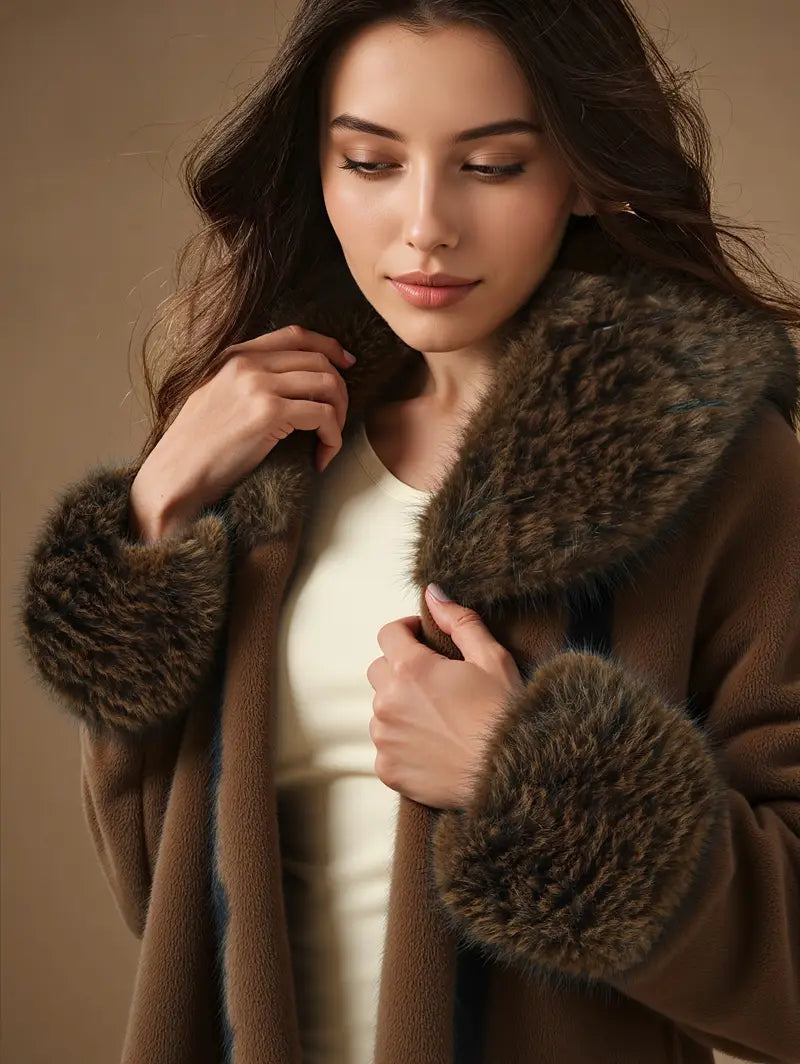 Manteau de fourrure brun femme