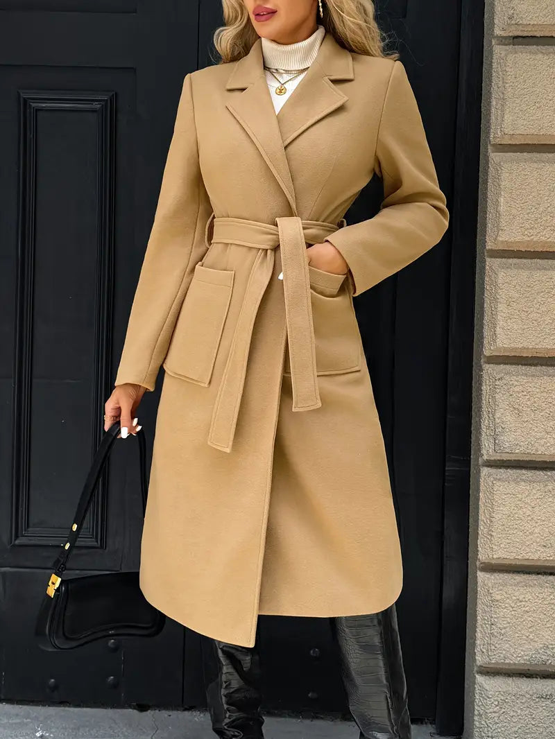 Manteau élégant long structuré femme