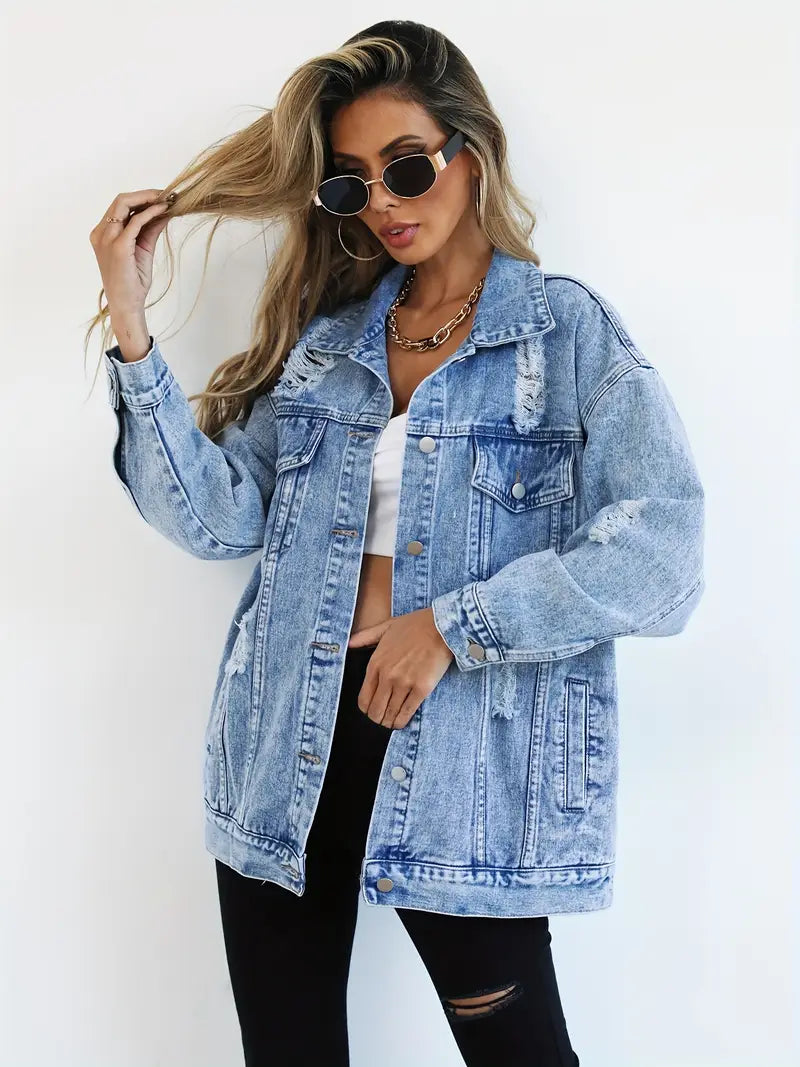 Veste en jean délavé femme