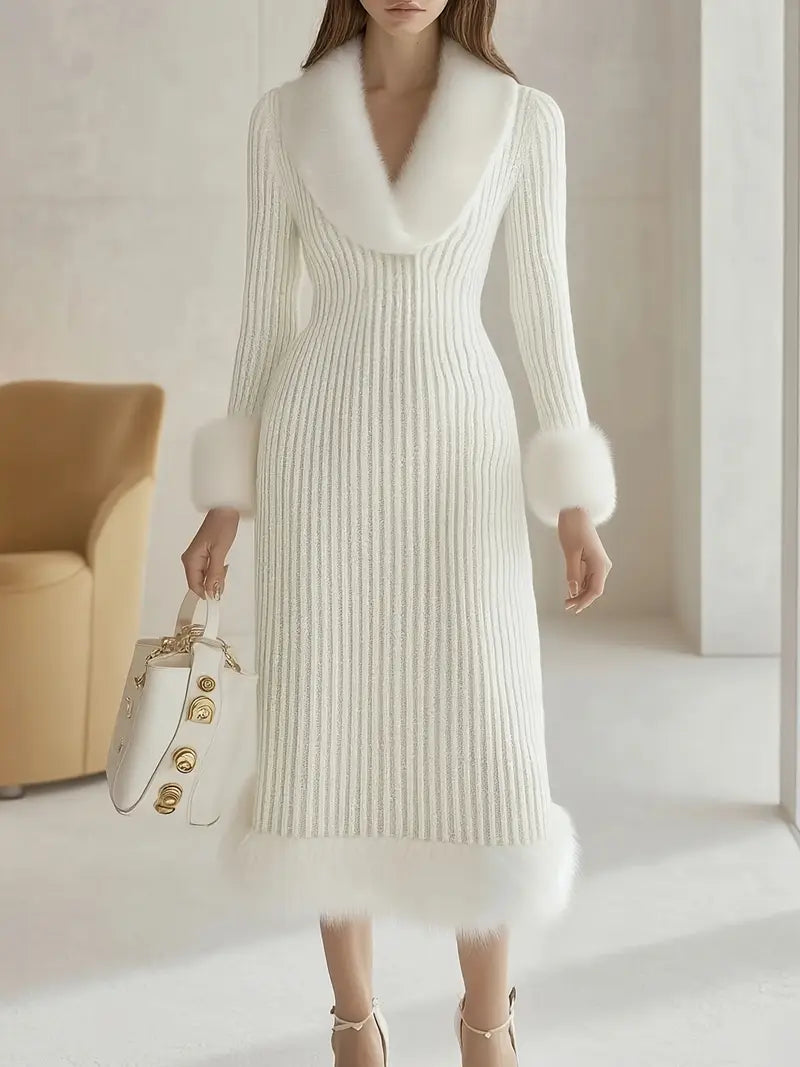 Robe longue en pull manches longues