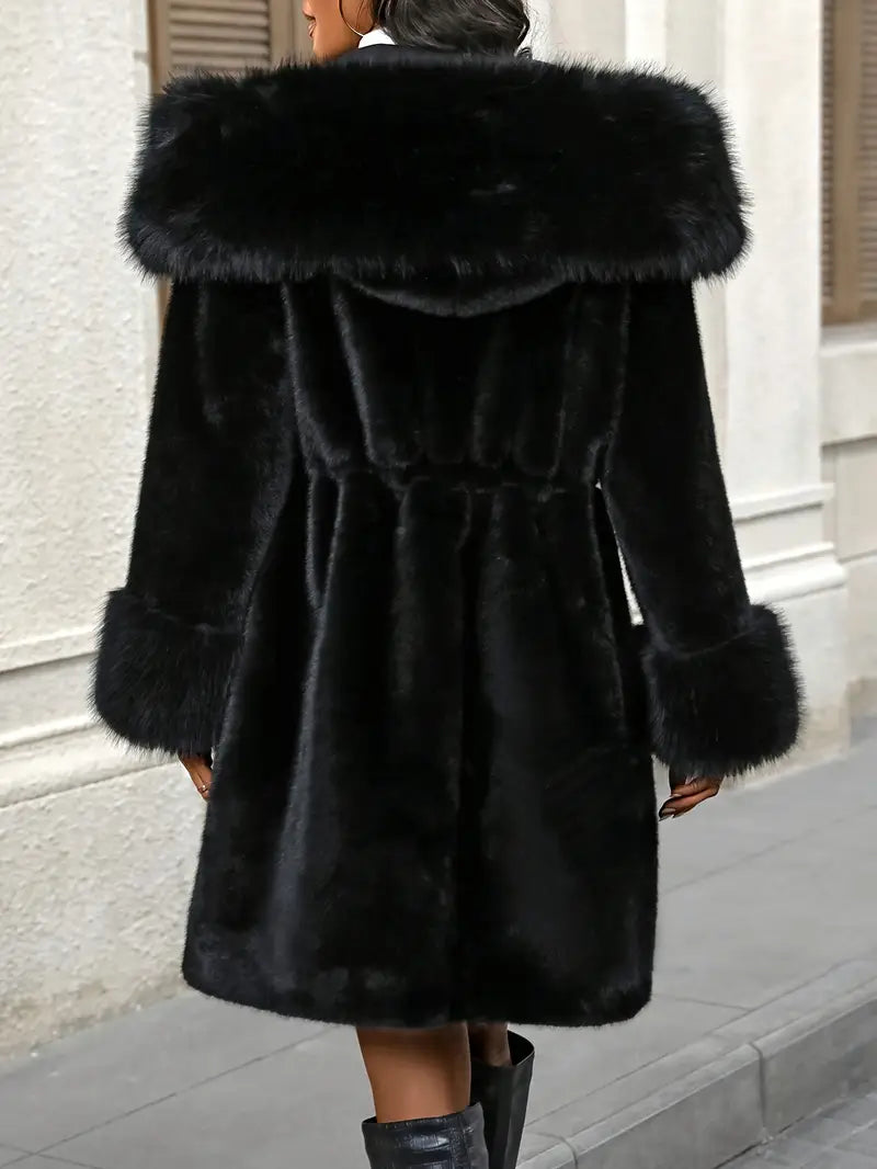 Manteau en fausse fourrure avec capuche