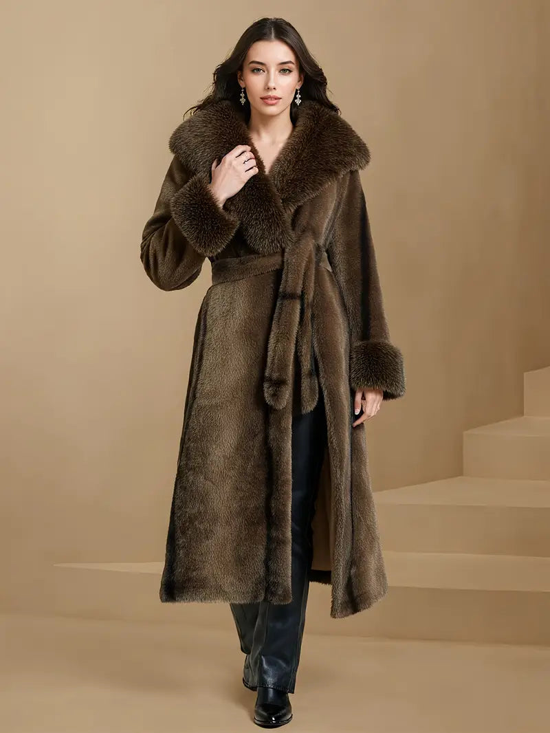 Manteau de fourrure brun femme