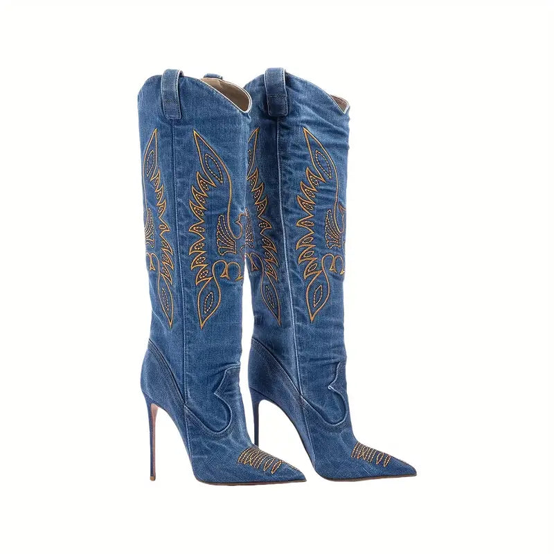 Bottes en denim à talons aiguilles Femmes