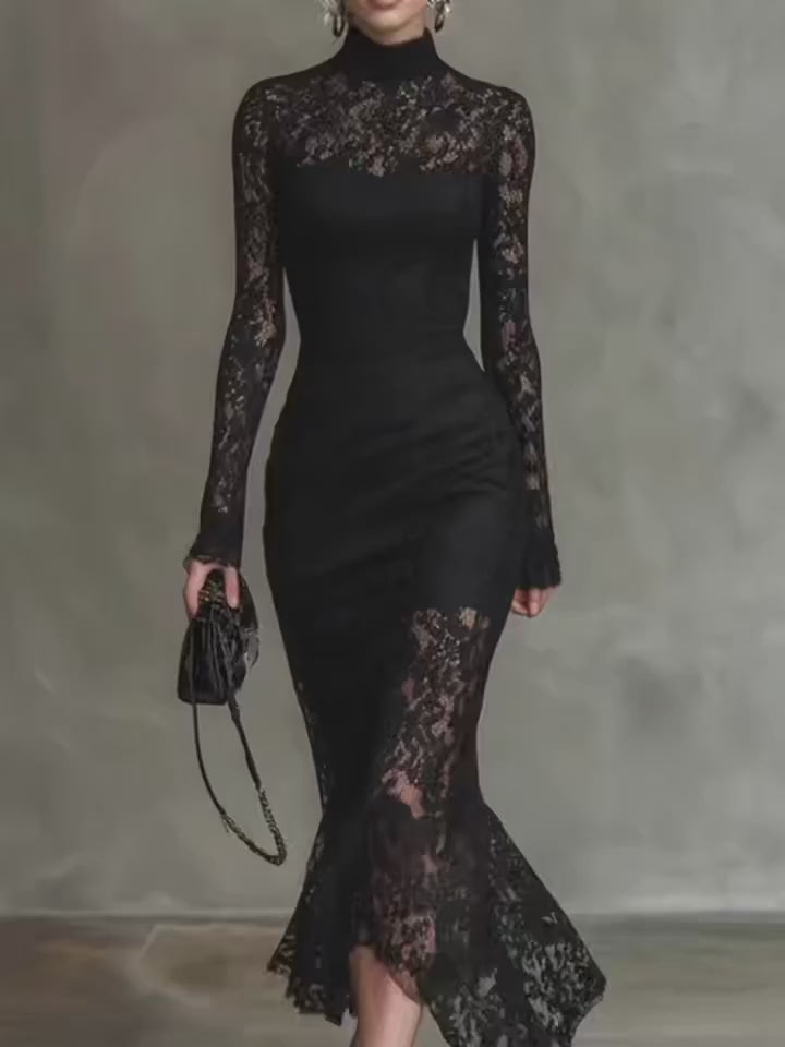 Robe de soirée en dentelle noire